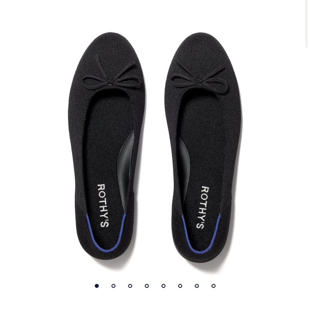 Rothy's Black Women's Ballet bow Flats NIB 9.5
